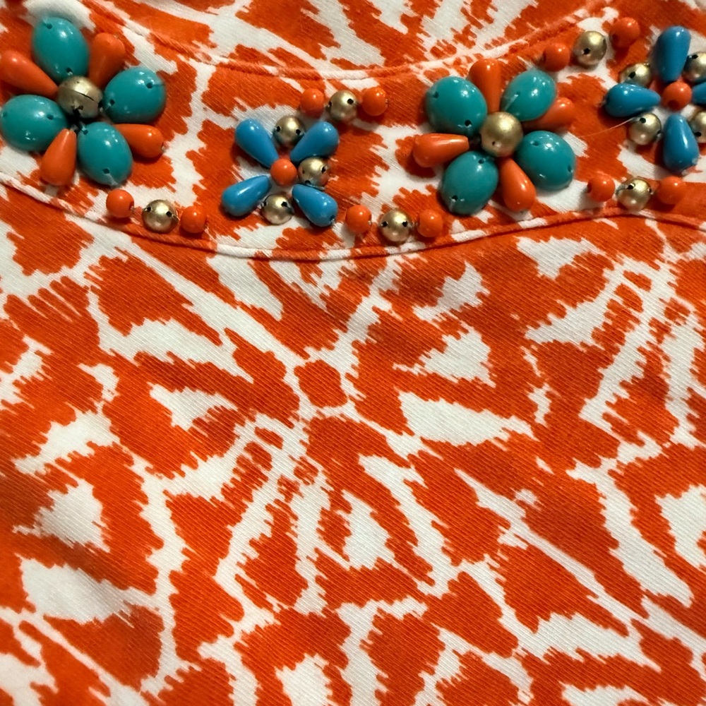 Ruby Rd 3X Embellished Orange White Women's Top - Picture 4 of 6